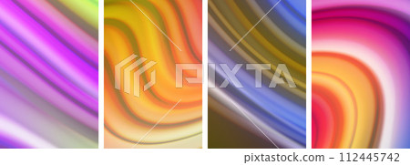 Liquid color waves poster set for wallpaper, business card, cover, poster, banner, brochure, header, website Liquid color waves poster set for wallpaper, business card, cover, poster, banner, brochure, header, website 112445742