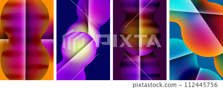 Liquid abstract shapes with gradient colors. Abstract backgrounds for wallpaper, business card, cover, poster, banner, brochure, header, website 112445756