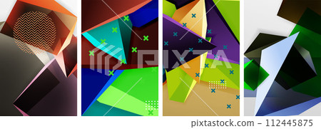Trendy low poly 3d triangle shapes and other geometric elements background designs for wallpaper, business card, cover, poster, banner, brochure, header, website Trendy low poly 3d triangle shapes and other geometric elements background designs for wallpaper, business card, cover, poster, banner, brochure, header, website 112445875