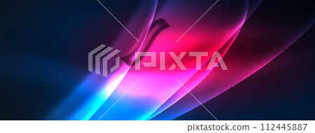 Neon light glowing waves and lines background set for wallpaper, business card, cover, poster, banner, brochure, header, website Neon light glowing waves and lines background set for wallpaper, business card, cover, poster, banner, brochure, header, website 112445887