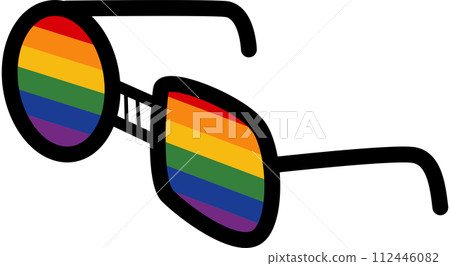 glasses round lenses and square lenses. rainbow lenses. flat cartoon. glasses round lenses and square lenses. rainbow lenses. flat cartoon. 112446082