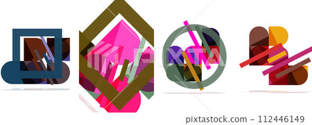 Square and round shape geometric poster set for wallpaper, business card, cover, poster, banner, brochure, header, website 112446149