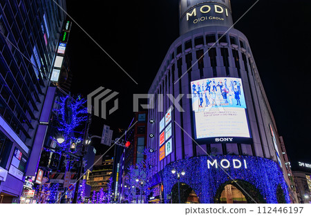 東京澀谷區城市景觀 澀谷莫迪夜景 東京澀谷區城市景觀 澀谷莫迪夜景 112446197