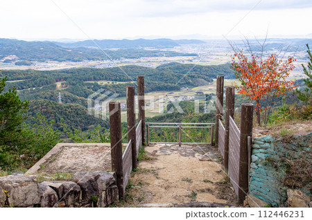 Ancient mountain castle Kinojo Higashimonzeki and Soja plain scenery Soja City, Okayama Prefecture 112446231
