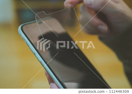 Smartphone glass film breaks Smartphone glass film breaks 112446309