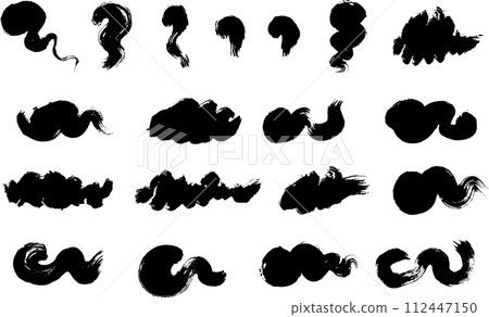 Handwritten stroke set/undulations with a brush 112447150