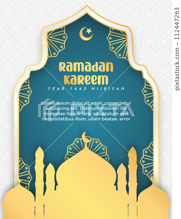 poster templates, brochures, famplets, flayers, themes commemorating Islamic days, Ramadan, Eid al-Fitr, Eid al-Adha, Muharram, Isra Miraj 112447263
