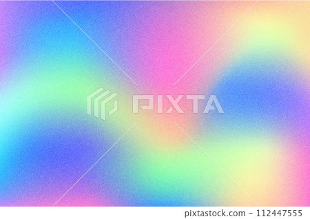 Unicorn rainbow grainy background with magic holographic texture. Liquid fantasy gradient wallpaper with pink and turquoise iridescent splashes. Vector neon abstract print. Unicorn rainbow grainy background with magic holographic texture. Liquid fantasy gradient wallpaper with pink and turquoise iridescent splashes. Vector neon abstract print. 112447555