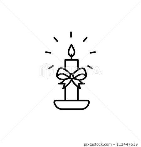 Candle light burn wax black thin line outline icon on white background 112447619