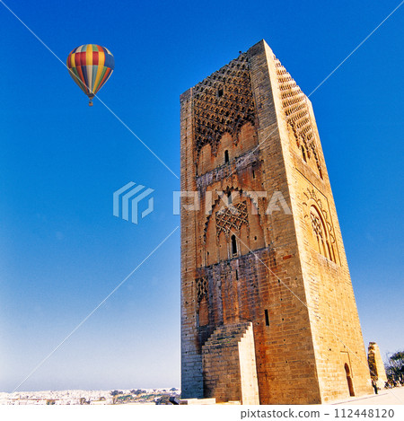 Balloon floating above Hassan Tower 112448120