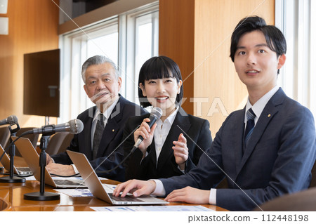 Politician round table dignified member badge meeting image Politician round table dignified member badge meeting image 112448198