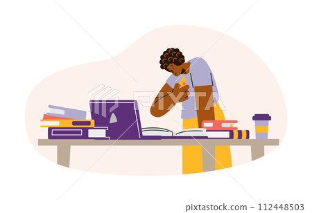 Dedicated student studying vector illustration 112448503
