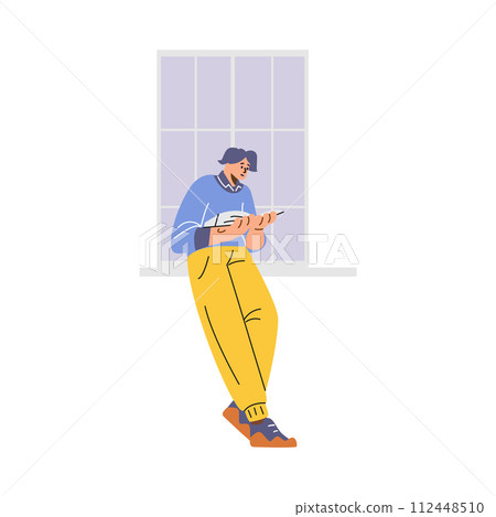 Reading by window vector illustration 112448510