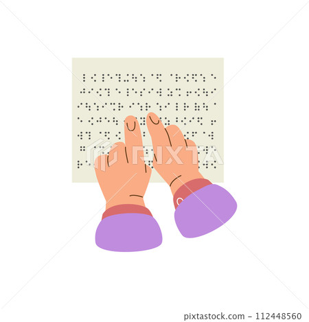 Hands feeling braille text vector illustration 112448560