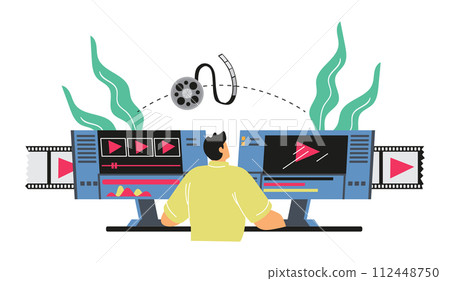 Video editing and production workspace vector illustration Video editing and production workspace vector illustration 112448750
