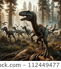 herd of velociraptors 112449477