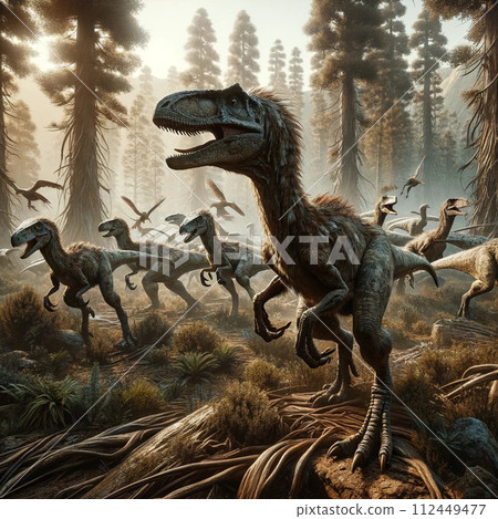 herd of velociraptors 112449477