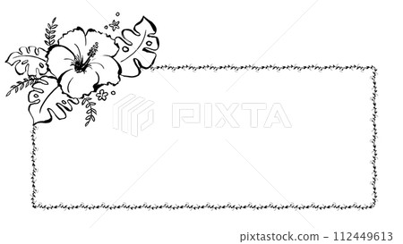 Hibiscus flower ornament frame 112449613