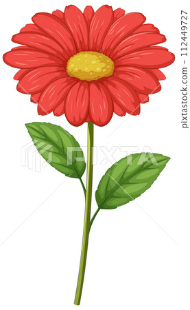 Vibrant Red Daisy Vector Illustration 112449727