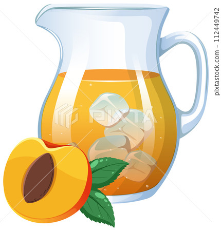 Refreshing Peach Iced Tea Illustration Refreshing Peach Iced Tea Illustration 112449742