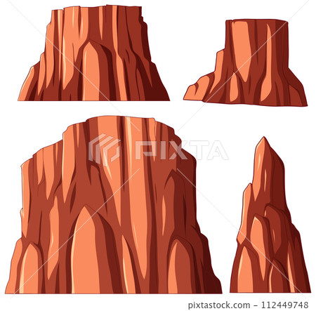 Rugged Canyon Cliffs Vector Set 112449748