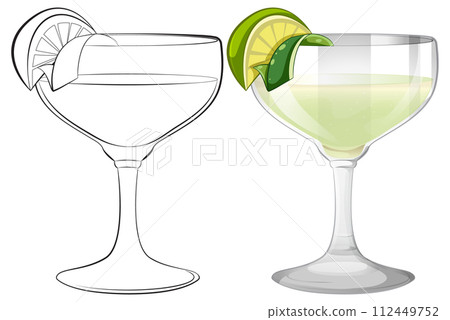 Cocktail Glass with Lime Illustration Cocktail Glass with Lime Illustration 112449752