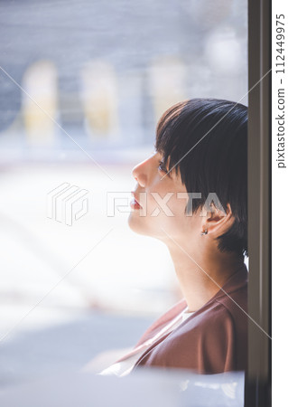 A woman with a sad expression A woman with a sad expression 112449975