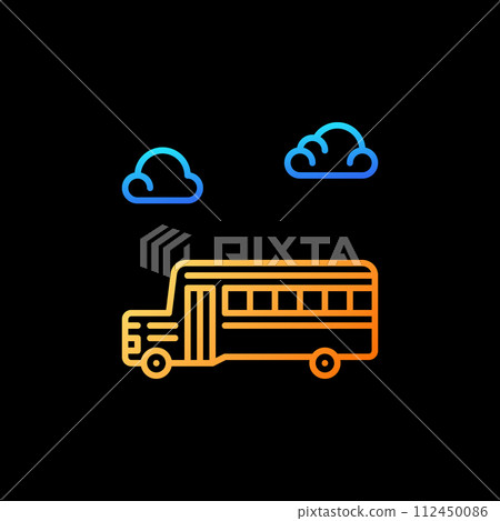 School Bus vector Transportation concept yellow outline icon 112450086