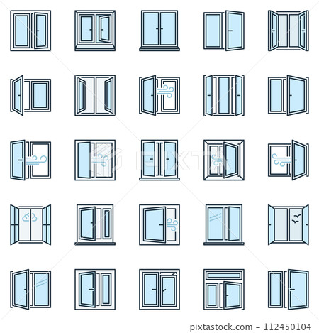 Window colored icons set - windows creative symbols Window colored icons set - windows creative symbols 112450104