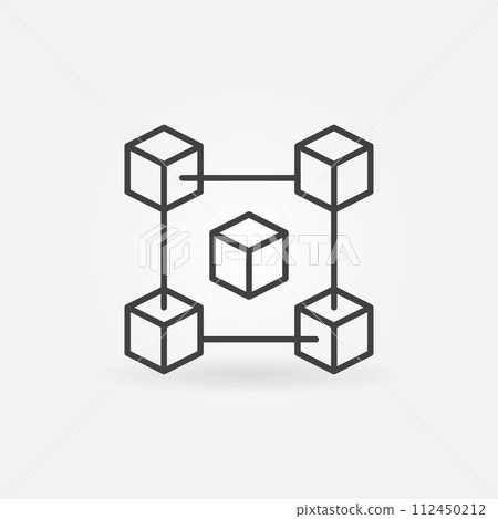 Fintech and blockchain vector icon in thin line style 112450212