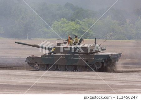 Ground Self-Defense Force Type 90 tank running Ground Self-Defense Force Type 90 tank running 112450247