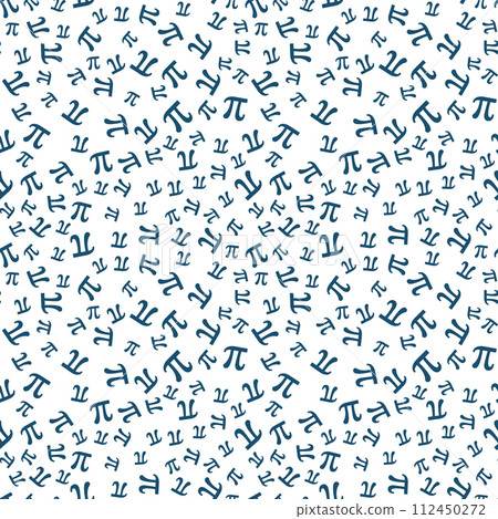 Mathematics concept pattern with Blue Greek Pi symbol - vector Math seamless background 112450272
