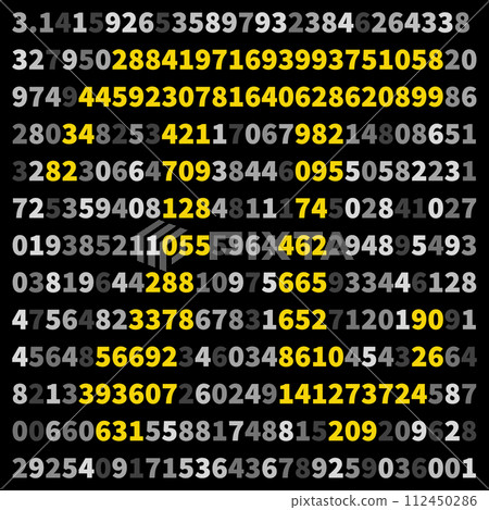 Happy PI Day - 3,14 banner. Yellow Pi Numbers Maths modern vector illustration 112450286