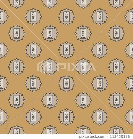 Artificial Intelligence Smartphone inside Circle vector AI colored seamless pattern 112450326