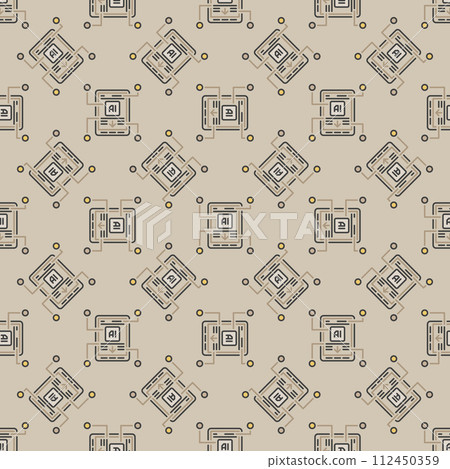 Smart Phone and AI vector Artificial Intelligence Smartphone colored seamless pattern Smart Phone and AI vector Artificial Intelligence Smartphone colored seamless pattern 112450359