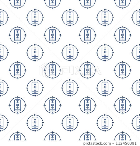 AI Phone inside Arrows vector Artificial Intelligence seamless pattern in outline style 112450391