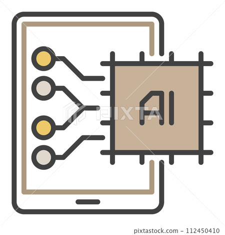 AI Chip in Tablet vector Artificial Intelligence colored icon or sign AI Chip in Tablet vector Artificial Intelligence colored icon or sign 112450410
