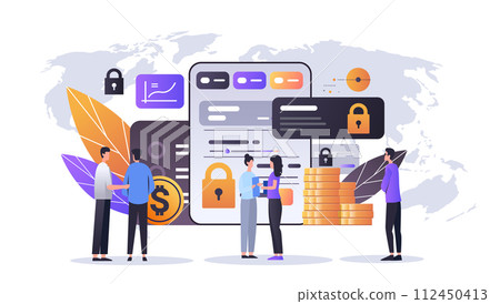 people using financial security money protection application reliability stability growth fintech business investment concept people using financial security money protection application reliability stability growth fintech business investment concept 112450413