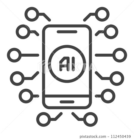 Artificial Intelligence in Smart Phone vector AI in Mobile Device icon or symbol in thin line style Artificial Intelligence in Smart Phone vector AI in Mobile Device icon or symbol in thin line style 112450439