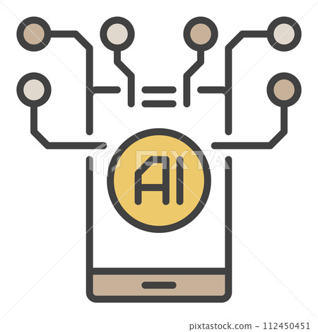 Phone and AI vector Artificial Intelligence Smartphone colored icon or sign 112450451