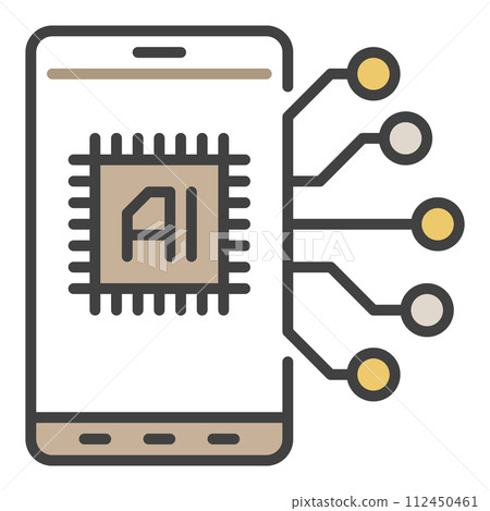 Smartphone with AI Chip vector Artificial Intelligence Phone colored icon or design element Smartphone with AI Chip vector Artificial Intelligence Phone colored icon or design element 112450461