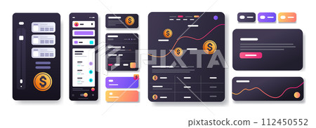 online banking smart wallet payment application set fintech business investment concept horizontal 112450552