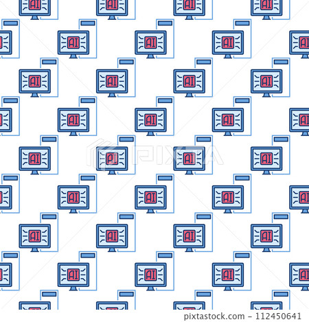 AI Desktop Computer vector Artificial Intelligence colored seamless pattern 112450641