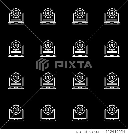 Artificial Intelligence Laptop with Gear vector AI Settings dark simple seamless pattern in outline style Artificial Intelligence Laptop with Gear vector AI Settings dark simple seamless pattern in outline style 112450654