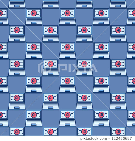Laptop AI Computer vector Artificial Intelligence Device colored seamless pattern Laptop AI Computer vector Artificial Intelligence Device colored seamless pattern 112450697