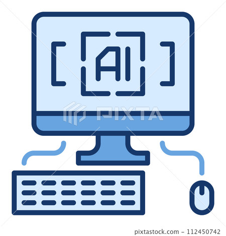 Artificial Intelligence PC with keyboard and mouse vector colored icon or sign Artificial Intelligence PC with keyboard and mouse vector colored icon or sign 112450742