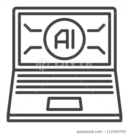 Artificial Intelligence Laptop Computer vector AI Device thin line icon or symbol 112450745