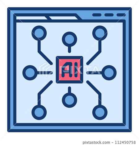 Browser with AI vector Artificial Intelligence Web site colored icon or design element 112450758