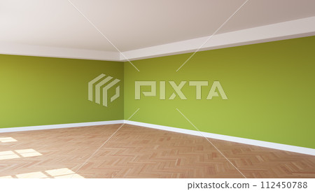 Corner of the Sunny Interior with Khaki Walls, a White Ceiling and Cornice Corner of the Sunny Interior with Khaki Walls, a White Ceiling and Cornice 112450788