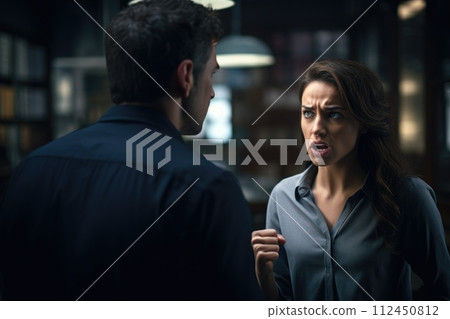 Family quarrel, negative interpersonal relationships, hatred and disregard for each other's respect, scandals and clashes in a married couple, husband and wife, boyfriend and girlfriend, 112450812